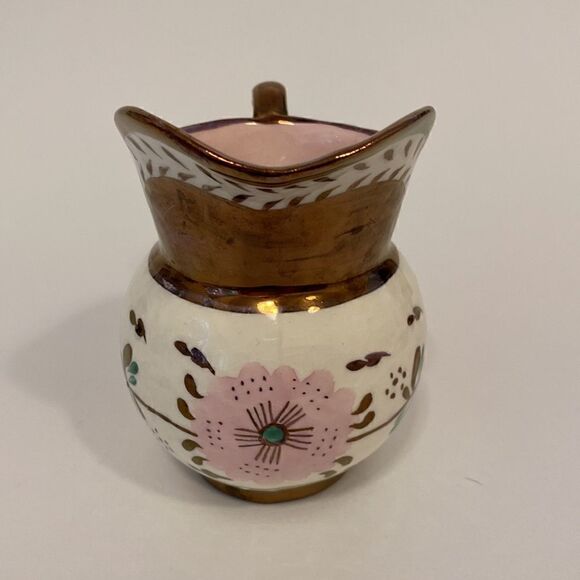 Vintage Porcelain Louis XV Pitcher Creamer Hand Painted Gold Finish - Picture 7 of 10